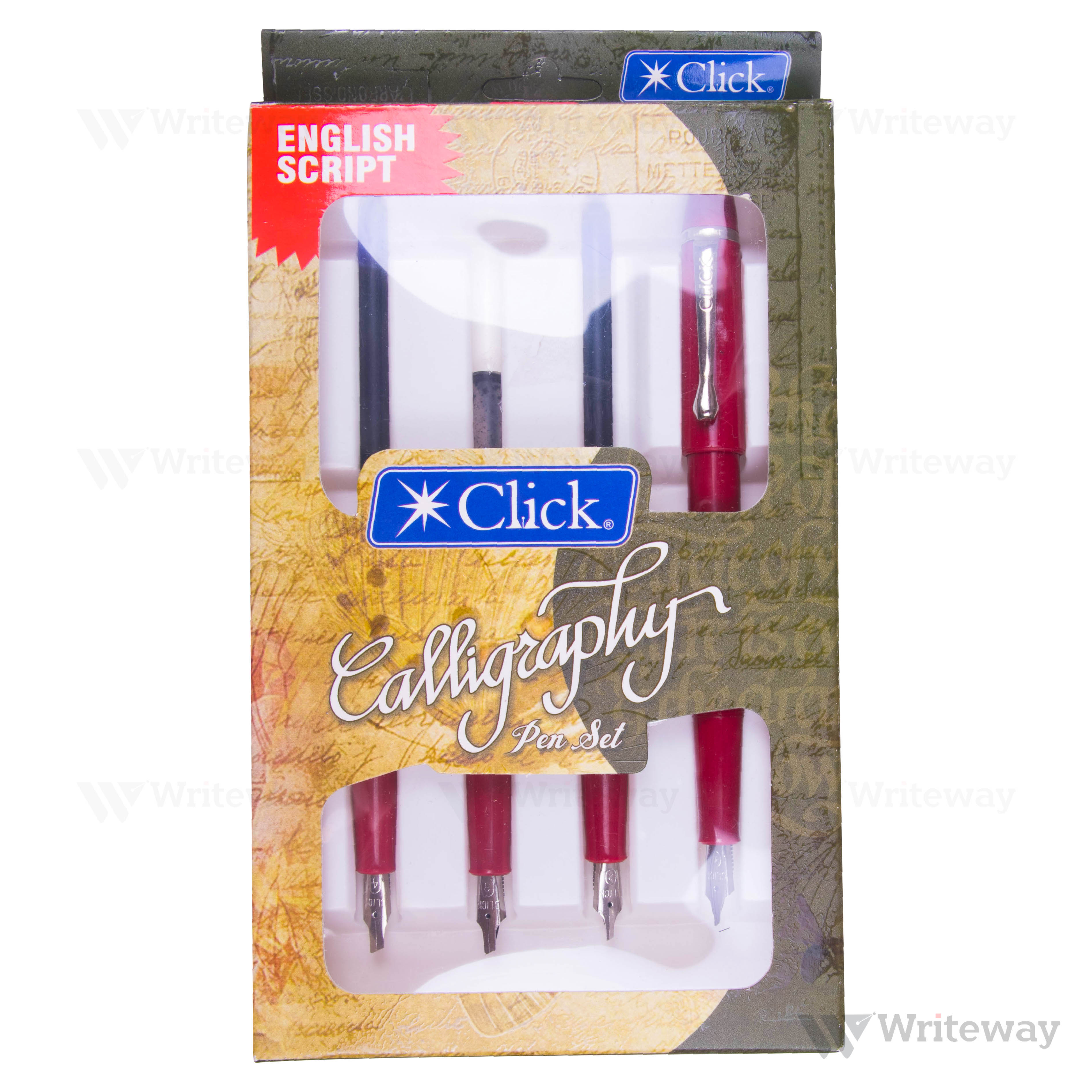 CLICK CALLIGRAPHY ENGLISH SCRIPT PEN SET RED